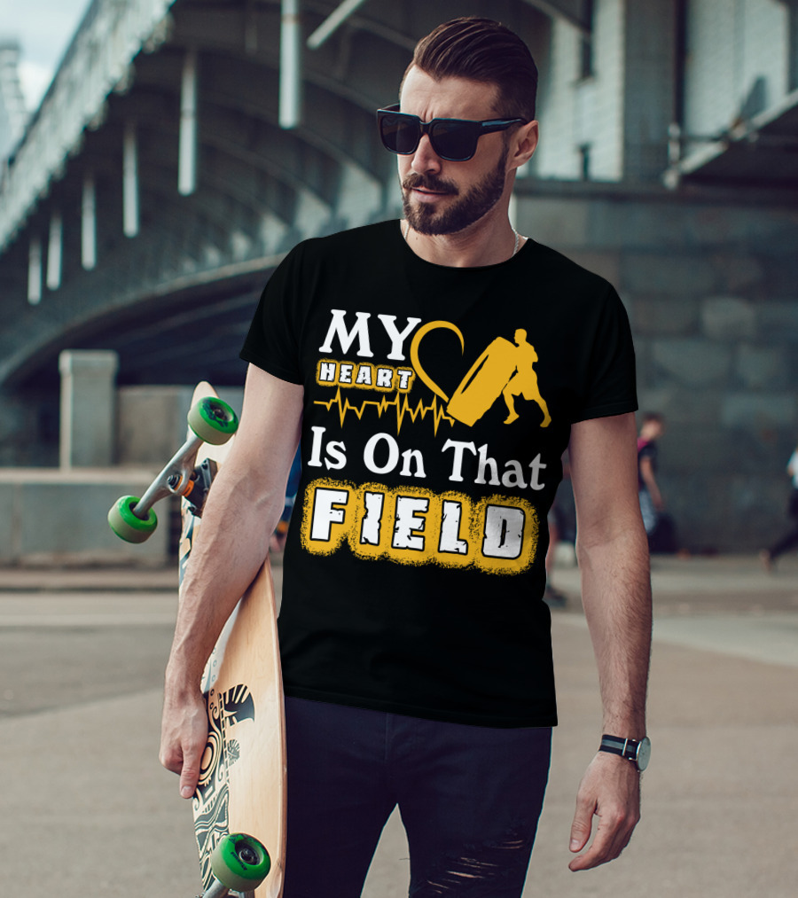 MY Heart Is On That Field Workout Tire Flip Fitness Passion T-Shirt