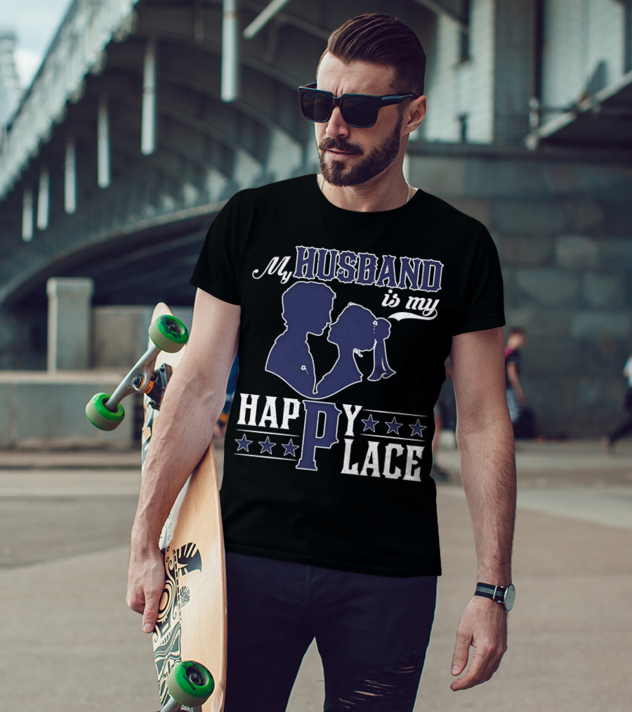 My Husband Is My Happy Place Silhouette Stars T-Shirt