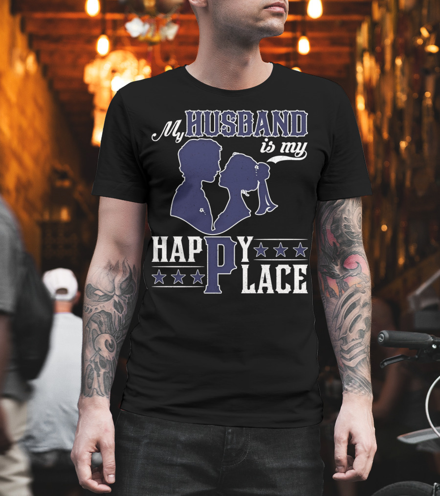My Husband Is My Happy Place Silhouette Stars T-Shirt