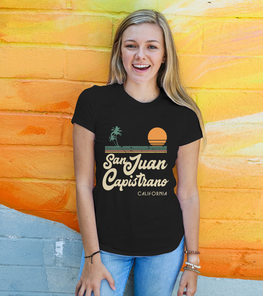 San Juan Capistrano California Vintage Sun And Palm Trees T-Shirt