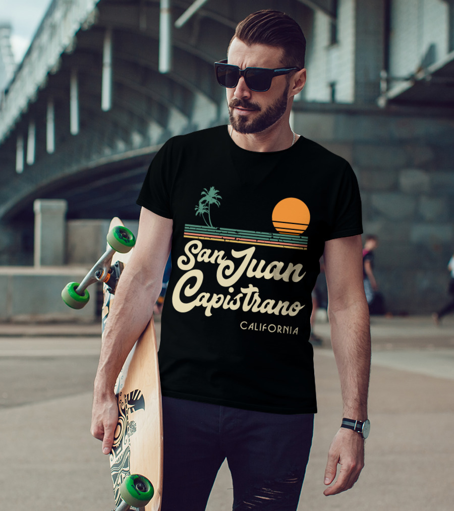 San Juan Capistrano California Vintage Sun And Palm Trees T-Shirt