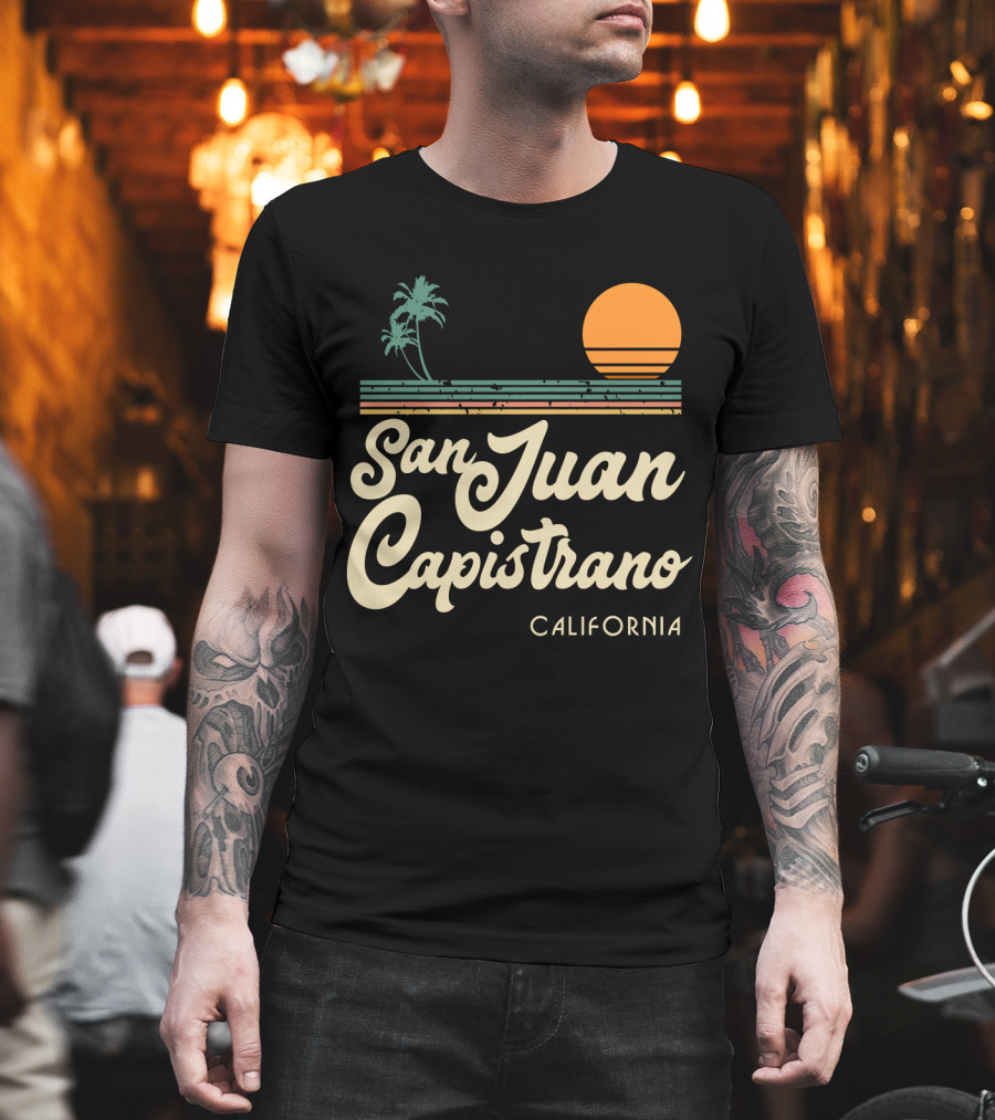 San Juan Capistrano California Vintage Sun and Palm Trees T-Shirt