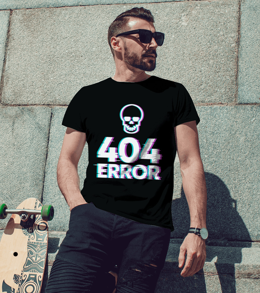 404 Error Skull Glitch T-Shirt