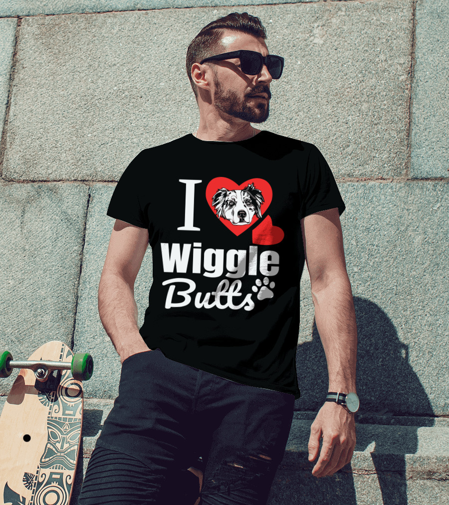 I Love Wiggle Butts I Heart Australian Shepherd T-Shirt