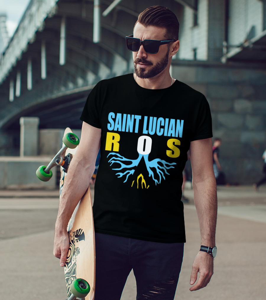 Storecastle Saint Lucian Roots With Saint Lucia Flag Colors T-Shirt