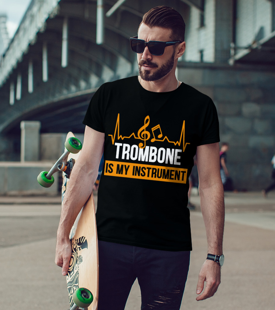Trombone Is My Instrument Clef Pulse Music Notes T-Shirt