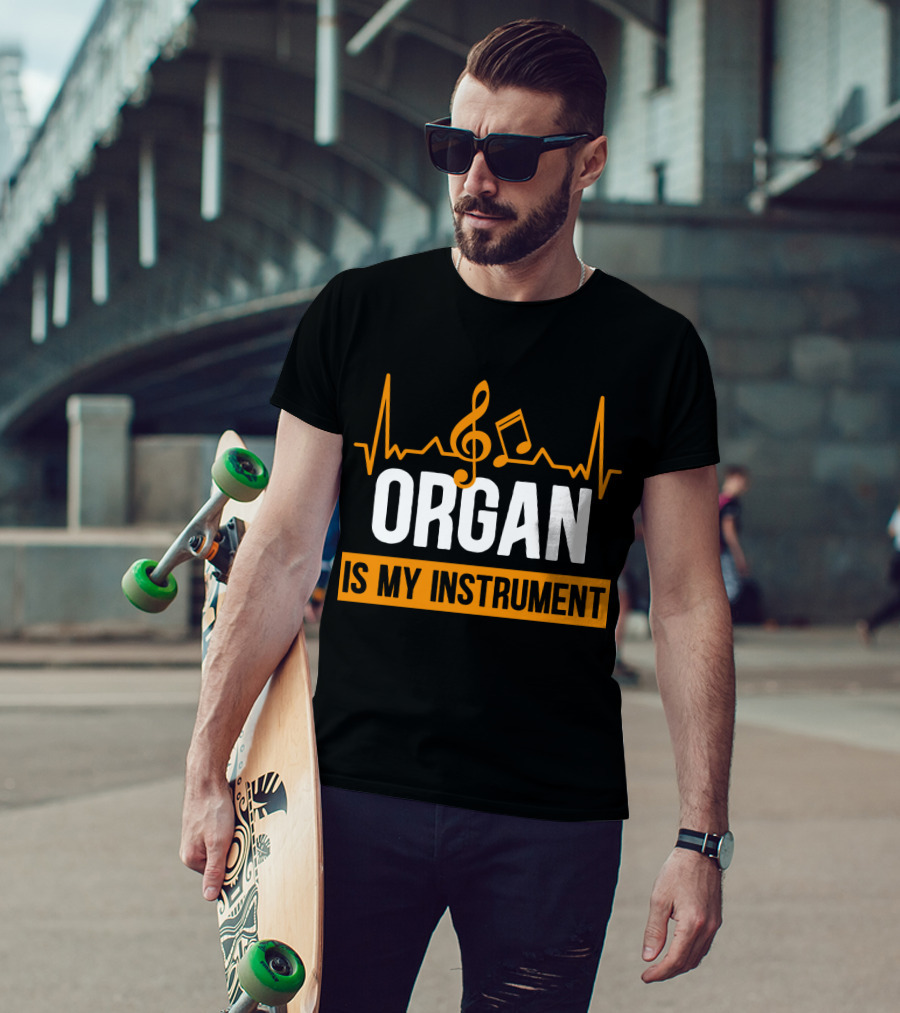 ORGAN Is My Instrument Musical Heartbeat Treble Clef Note T-Shirt