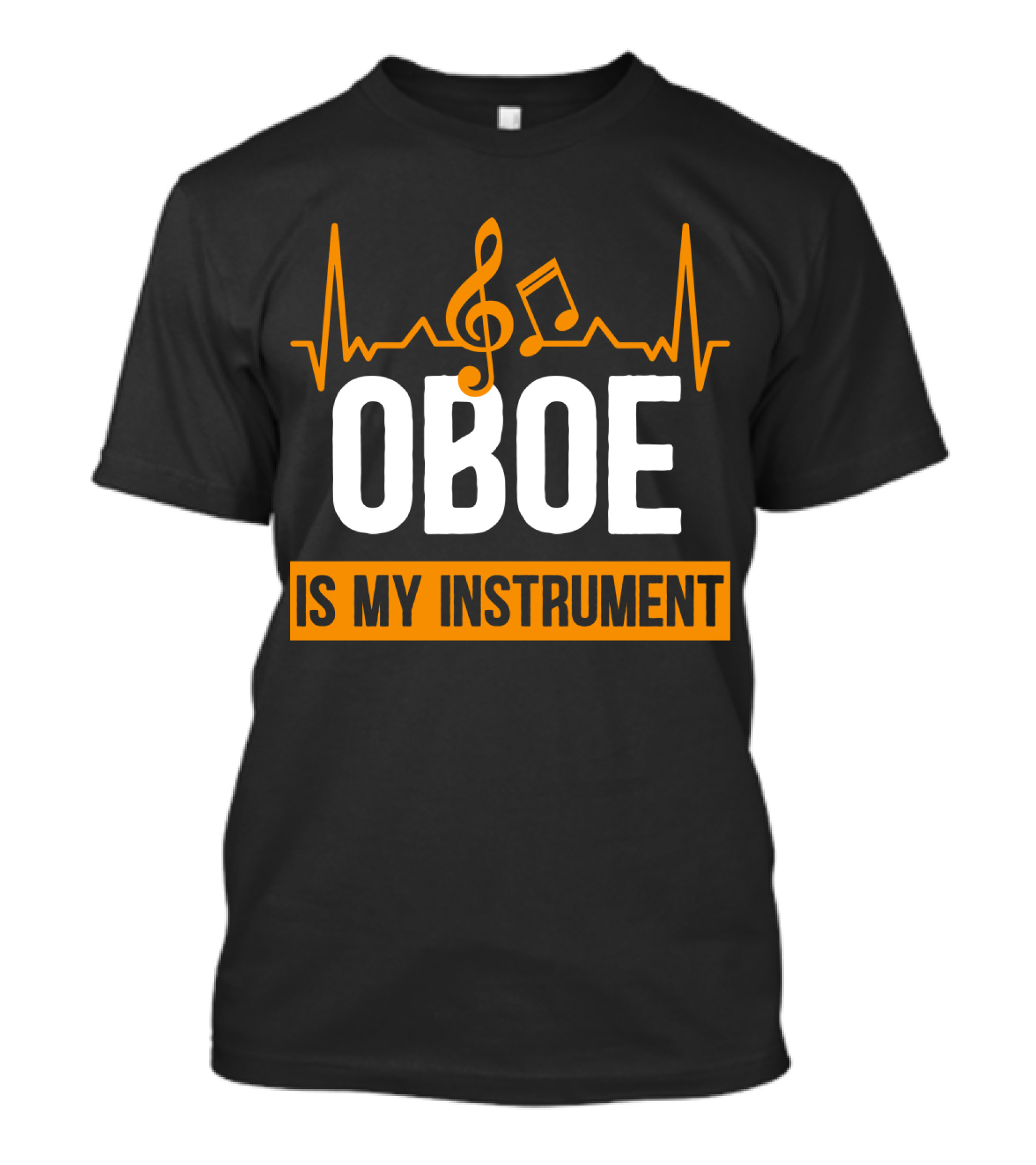 Oboe Is My Instrument Musical Heartbeat With Treble Clef And Note T-Shirt