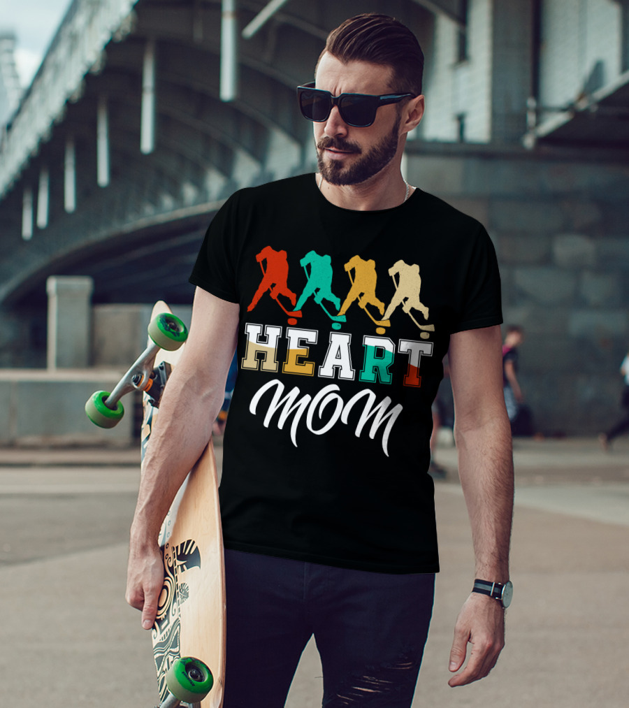 Hockey Heart Mom Vintage Silhouette Player Sequence T-Shirt