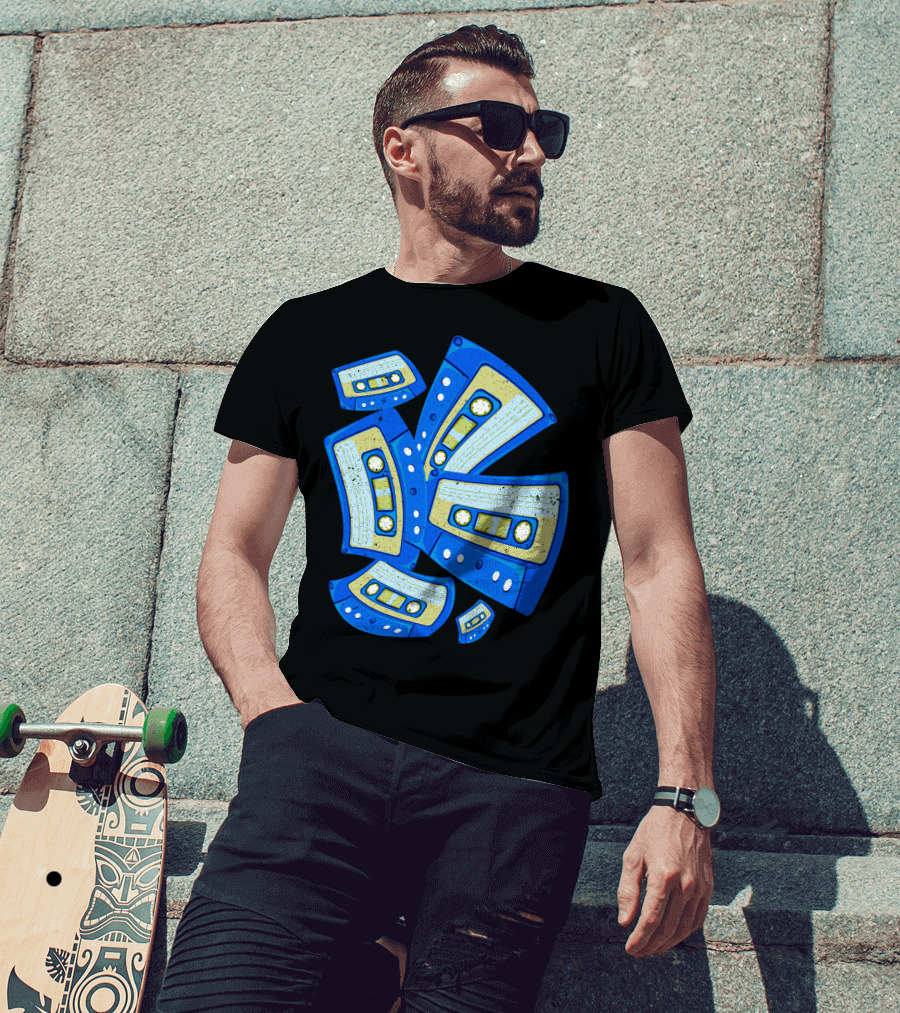 Vaporwave Cassette Mixtape Analog Music Retro Aesthetic Blue Tapes T-Shirt