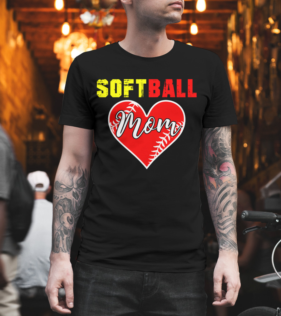 Softball Mom Heart Softball Fans T-Shirt