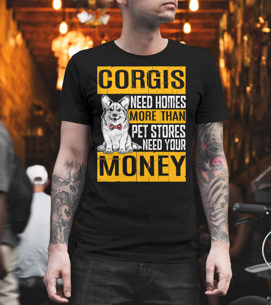 Corgis Need Homes More Than Pet Stores Need Your Money Bowtie T-Shirt