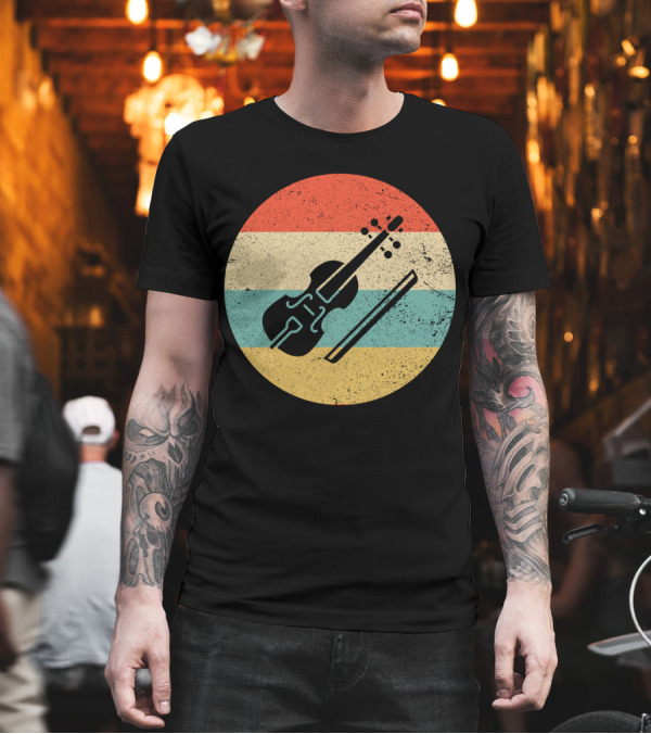 Vintage Retro Viola Instrument Silhouette with Stripes T-Shirt Vintage Retro Viola Instrument Silhouette with Stripes T-Shirt