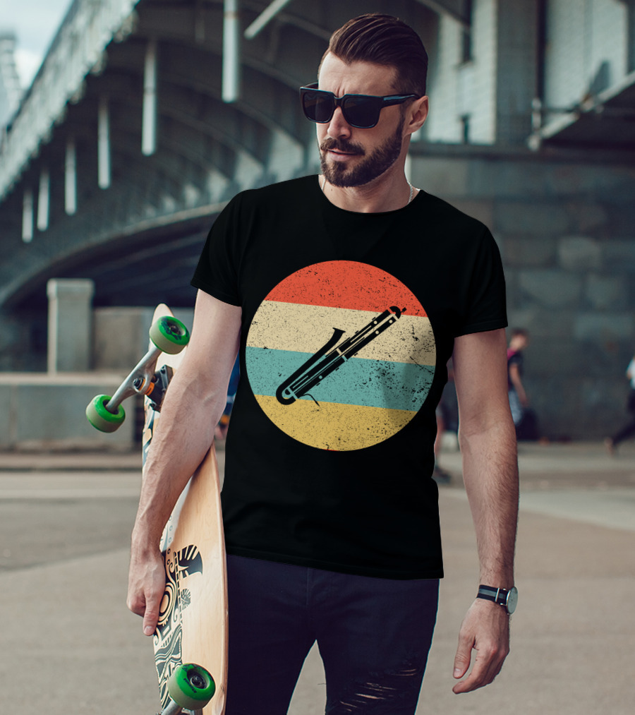 Vintage Retro Bassoon Circle Stripes T-Shirt