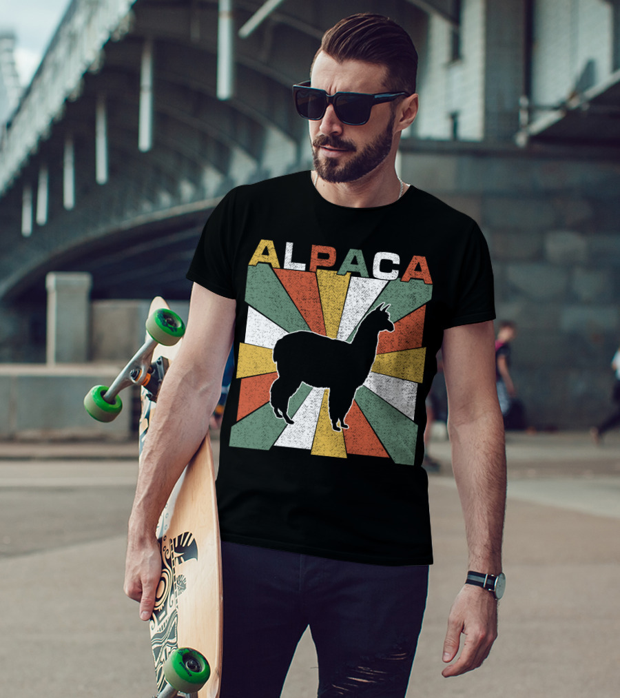 Alpaca Retro 70s Silhouette Vintage Colors T-Shirt