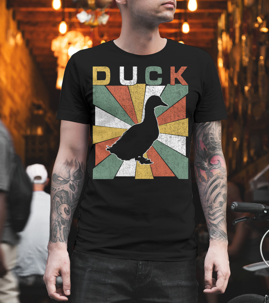 Duck Retro 70s Vintage Silhouette Sunburst T-Shirt