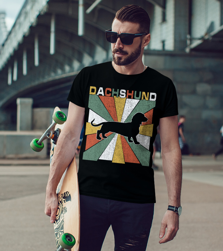 Dachshund Retro 70s Silhouette Vintage T-Shirt