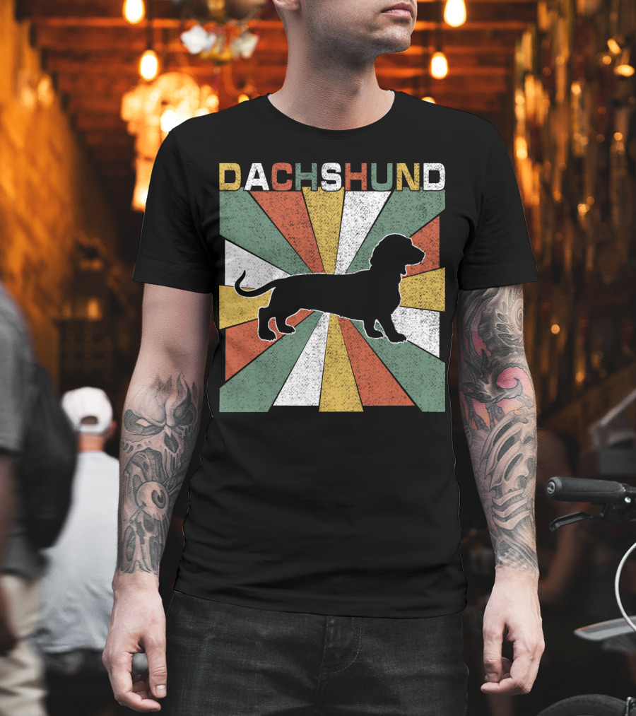 Dachshund Retro 70s Silhouette Vintage T-Shirt