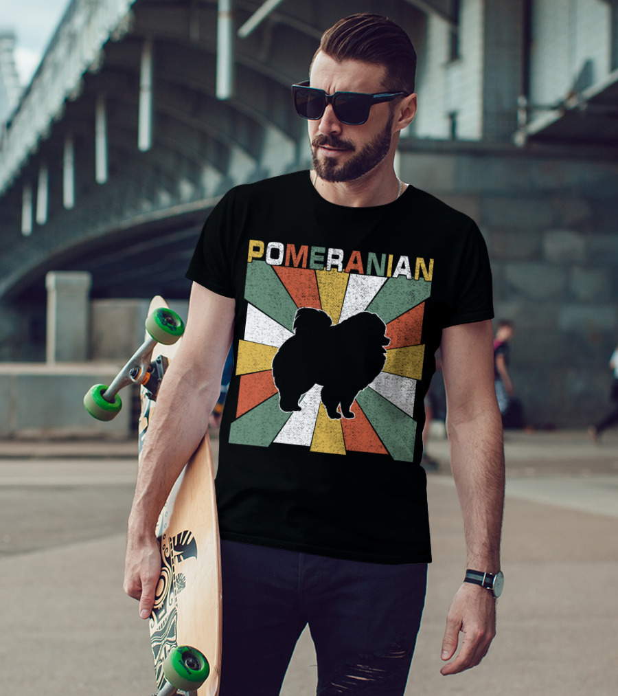 Pomeranian Dogs Retro 70s T-Shirt