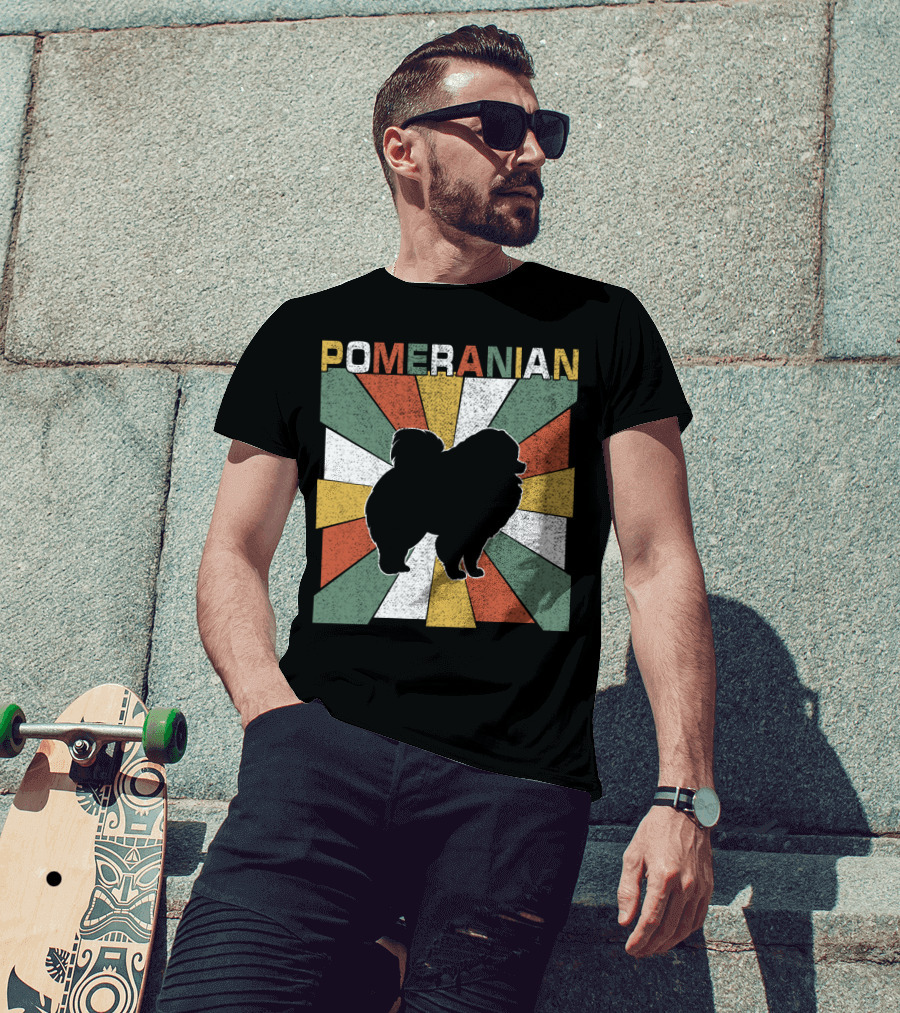 Pomeranian Dogs Retro 70s T-Shirt