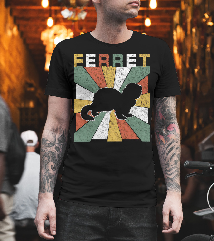 Ferret Vintage Silhouette with Retro 70s Sunburst T-Shirt