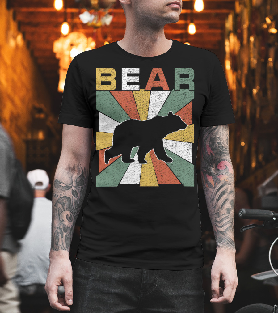 Bear Retro 70s Vintage Silhouette Burst T-Shirt