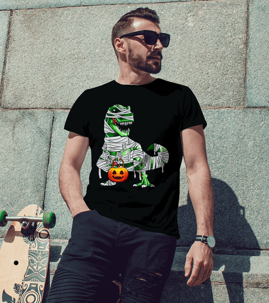 Halloween Pumpkin Mummy Dinosaur T-Shirt