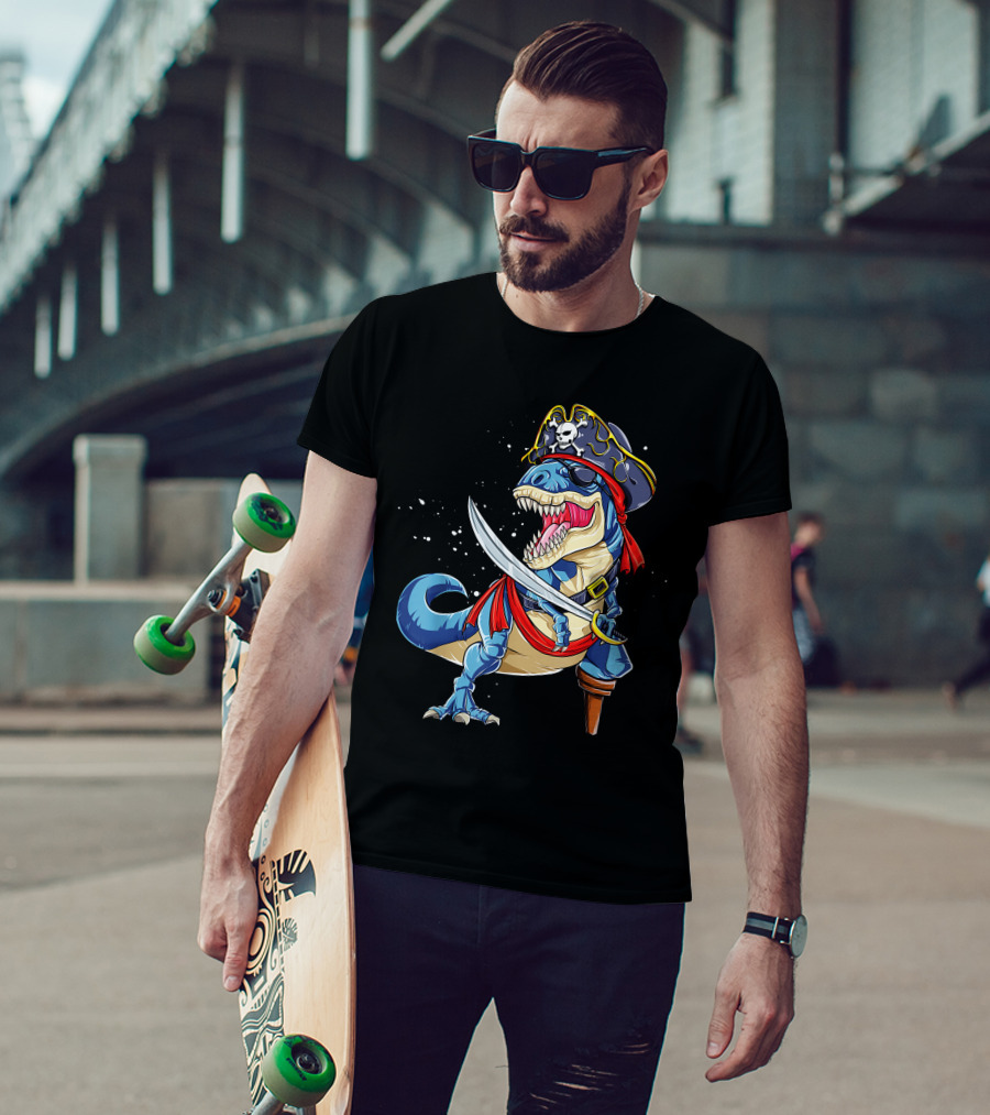 Pirate T-Rex With Sword And Hat T-Shirt