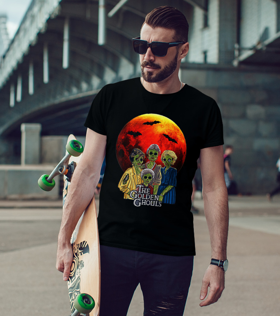 The Golden Ghouls Vintage Moon Halloween T-Shirt