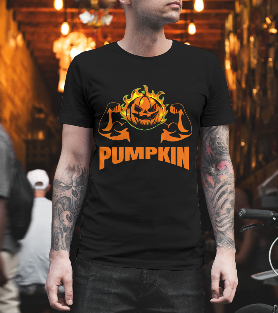 Pumpkin Bodybuilder Halloween Costume Fitness Lover T-Shirt