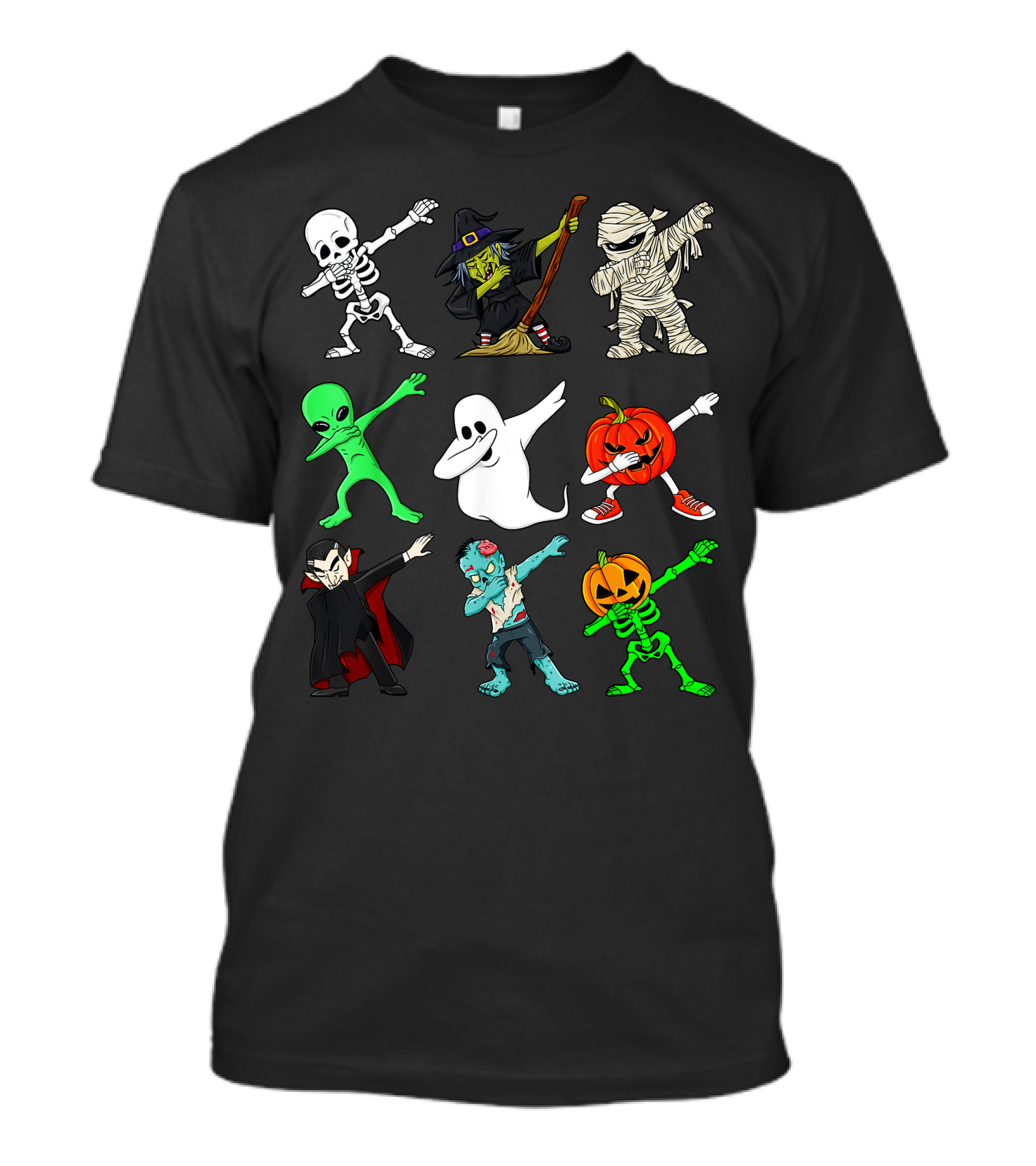 Halloween Dabbing Skeleton Witch Mummy Alien Ghost Pumpkin Vampire Zombie Monsters T-Shirt