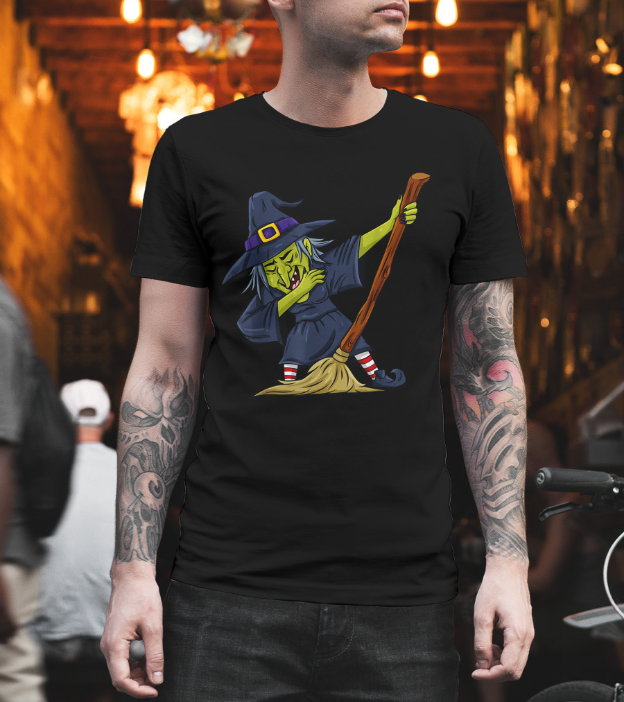 Halloween Witch Broomstick Dab Funny Dance T-Shirt