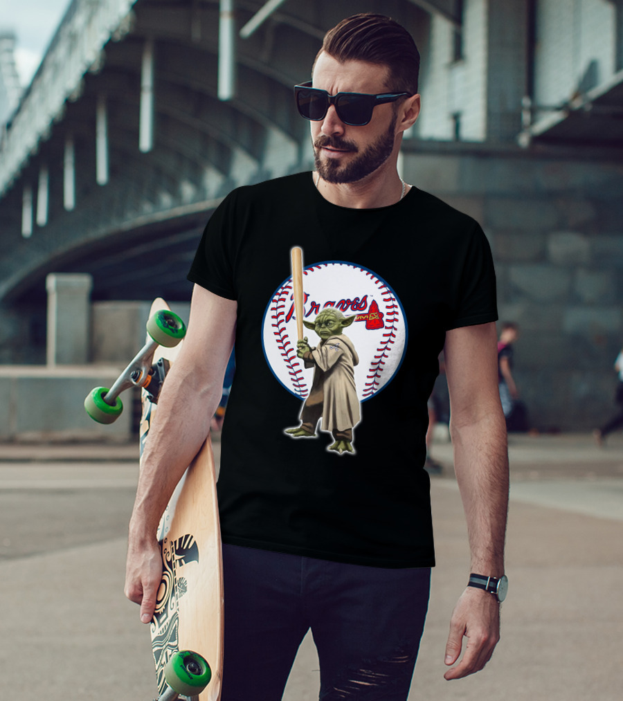 Yoda Braves Baseball Bat Star Wars Crossover Atlanta T-Shirt