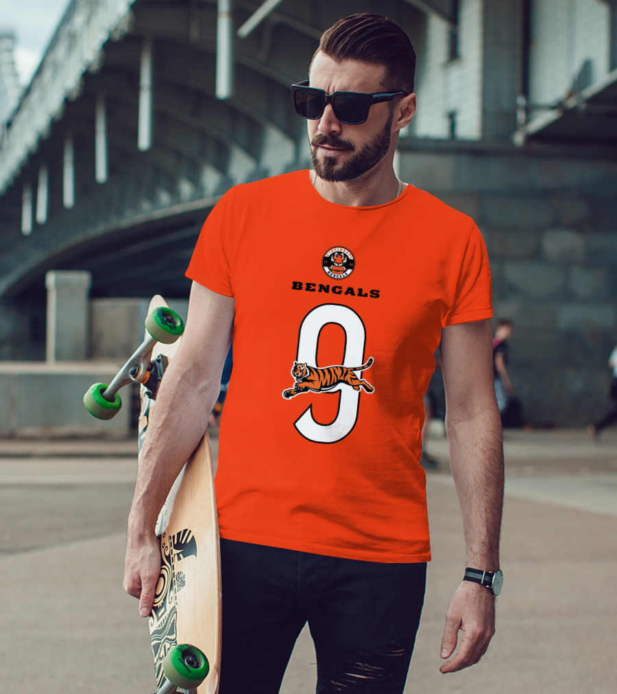 Joe Burrow Cincinnati Bengals Tiger Number 9 T-Shirt