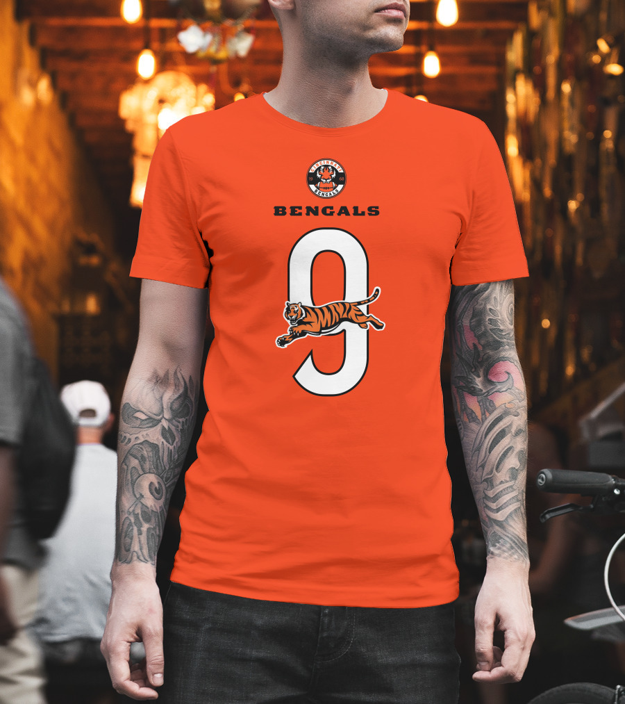 Joe Burrow Cincinnati Bengals Tiger Number 9 T-Shirt