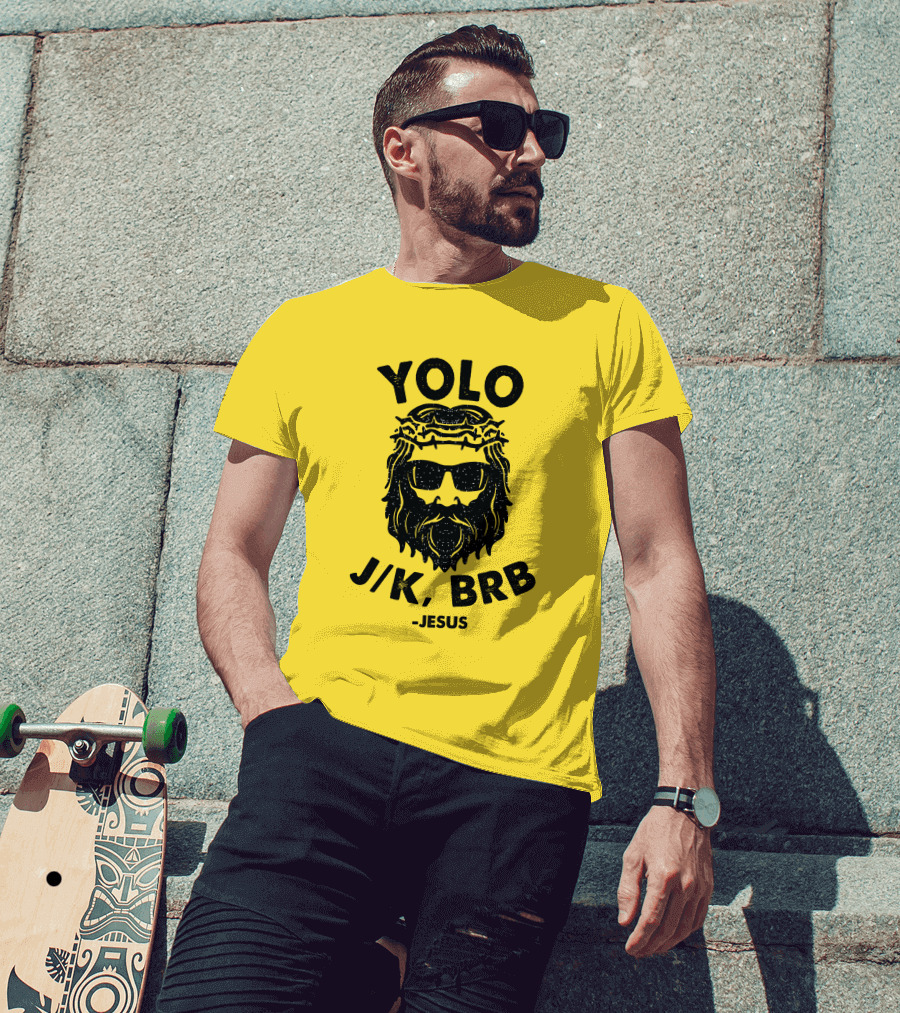 YOLO JK BRB Jesus Sunglasses Crown Of Thorns T-Shirt