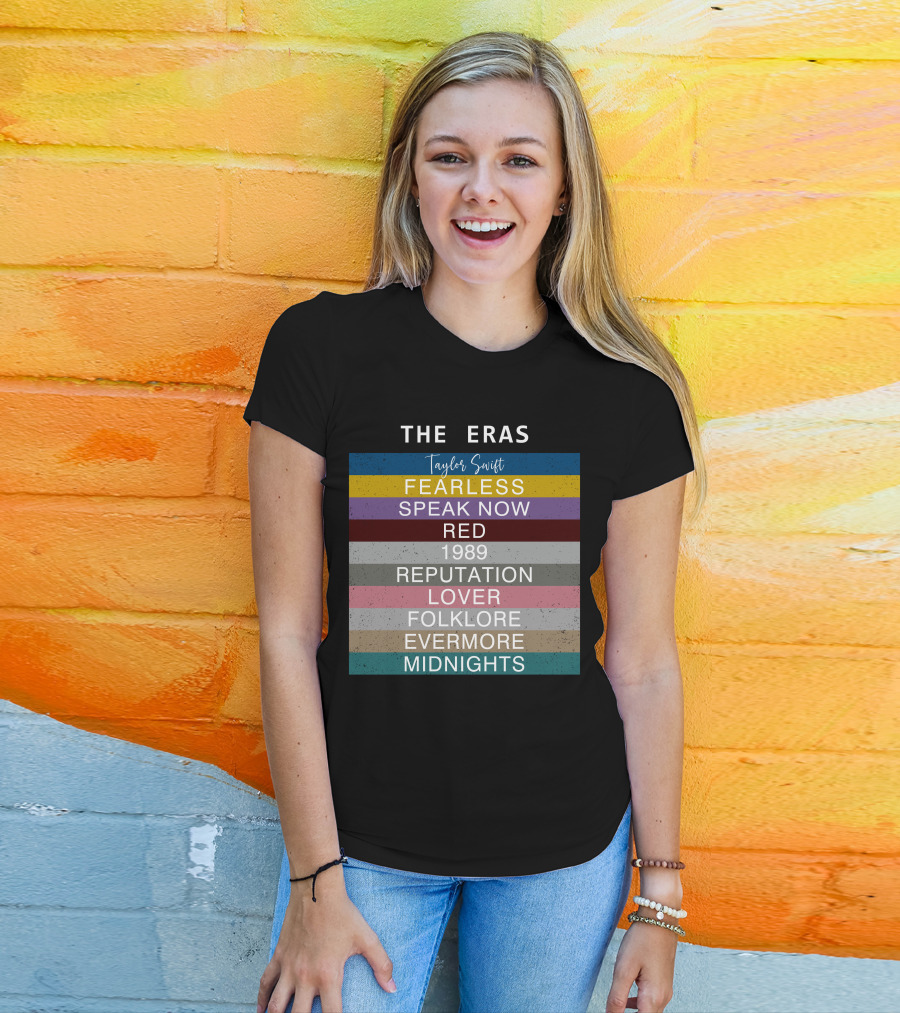 Taylor Swift The Eras Fearless Speak Now Red 1989 Reputation Lover Folklore Evermore Midnights T-Shirt