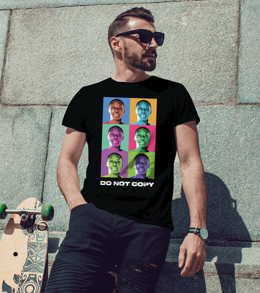 Khaby Lame Pop Art Style Do Not Copy Multi-Color Portraits T-Shirt