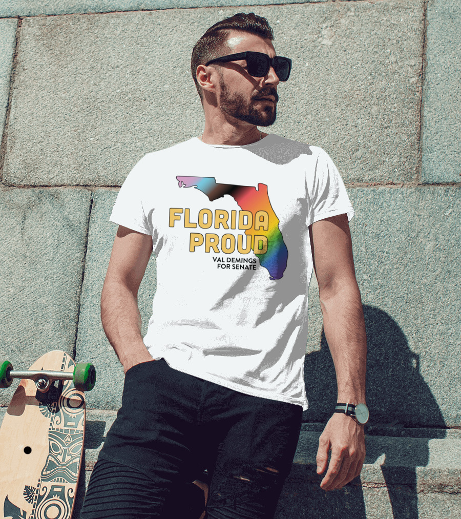 Florida Proud Rainbow Map Val Demings For Senate T-Shirt