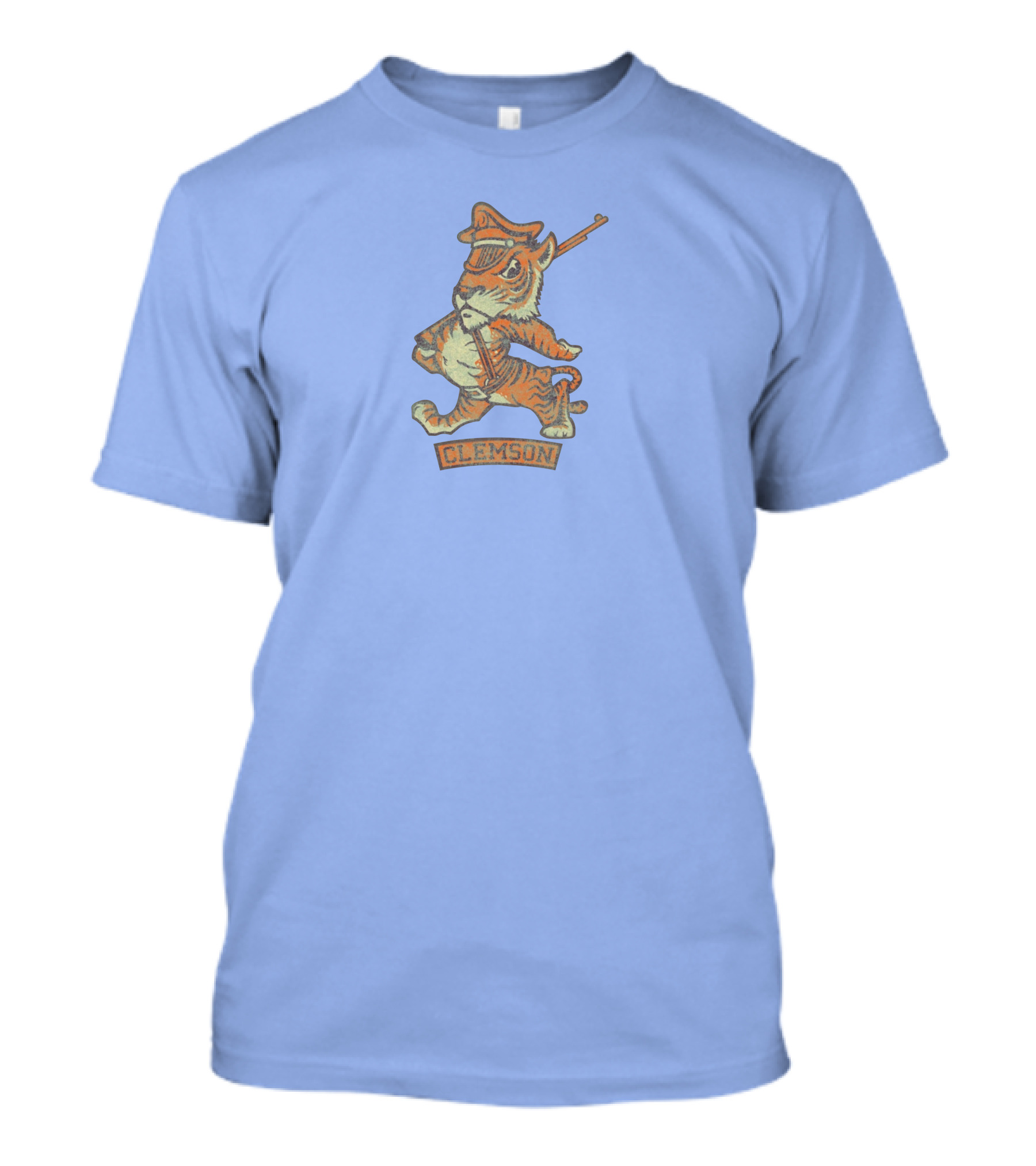 Clemson Tiger Mascot With Military Officer Hat And Rifle T-Shirt