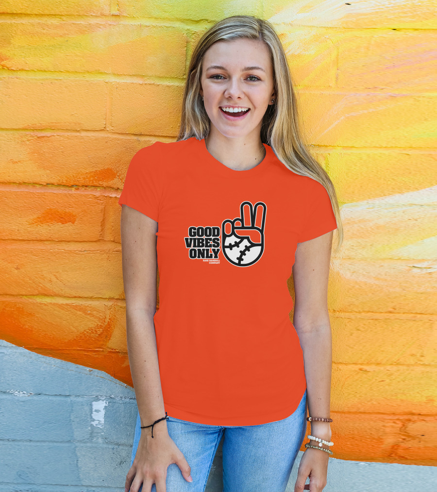Good Vibes Only Peace Baseball Rake Baseball Company T-Shirt