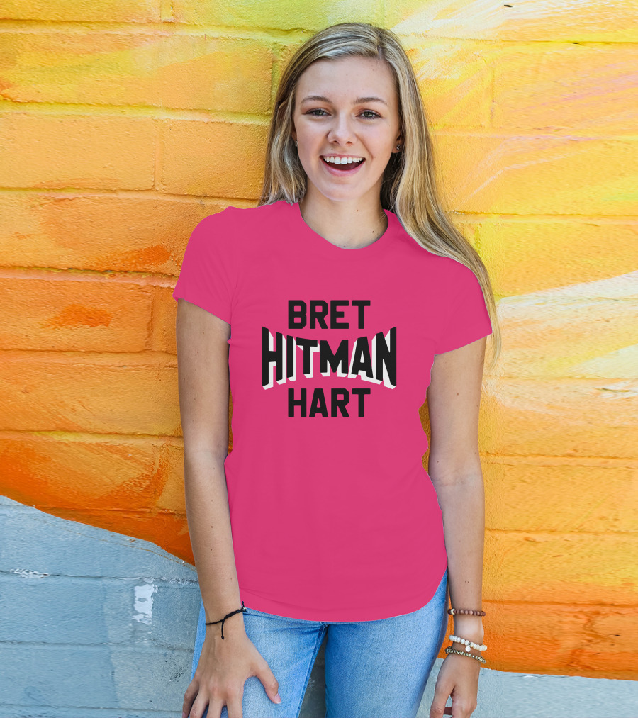 Roots Of Fight Bret Hitman Hart Pink T-Shirt