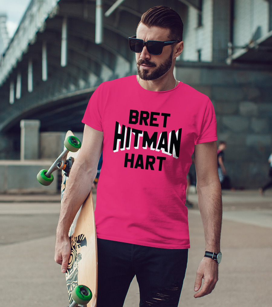 Roots Of Fight Bret Hitman Hart Pink T-Shirt