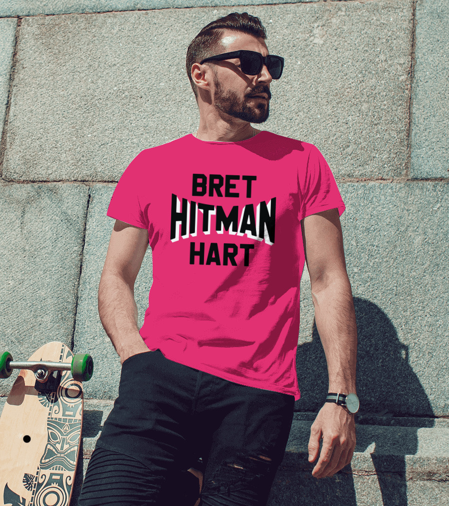 Roots Of Fight Bret Hitman Hart Pink T-Shirt