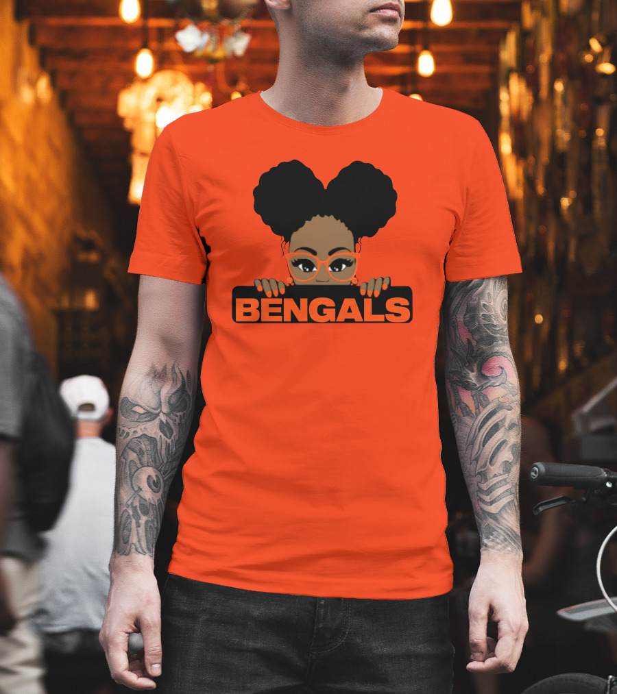 Rare Tagz Merch Bengals Girls Bengals Fanatic Afro T-Shirt
