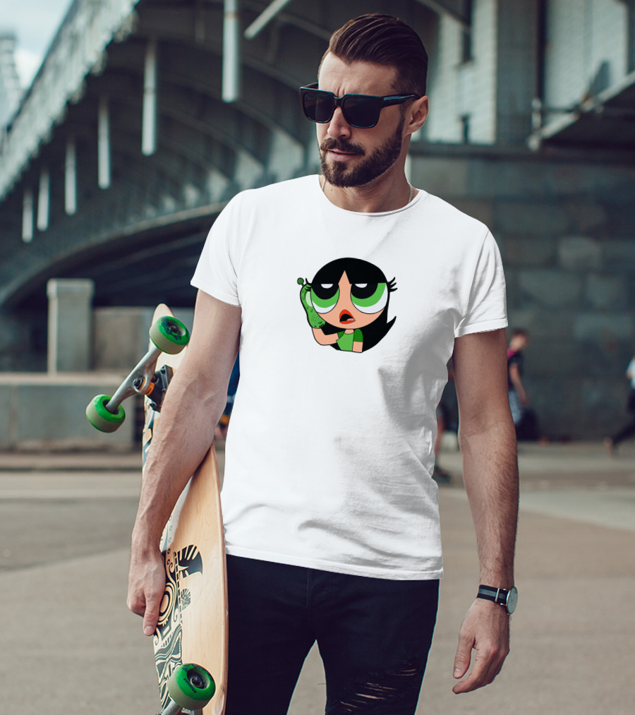 The Powerpuff Girls Buttercup Talking To Broccoli Phone Animation T-Shirt