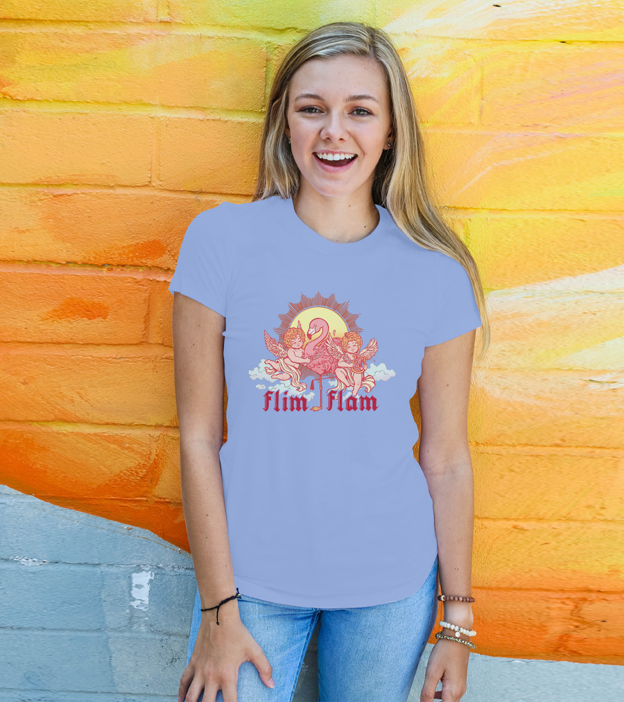 Albertsstuff Flim Flam Flamingo Cherubs Sun Cloud T-Shirt