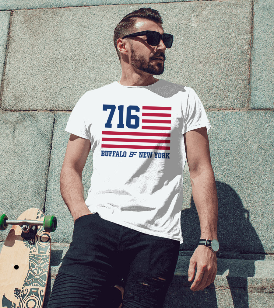 716 Buffalo New York USA Flag T-Shirt