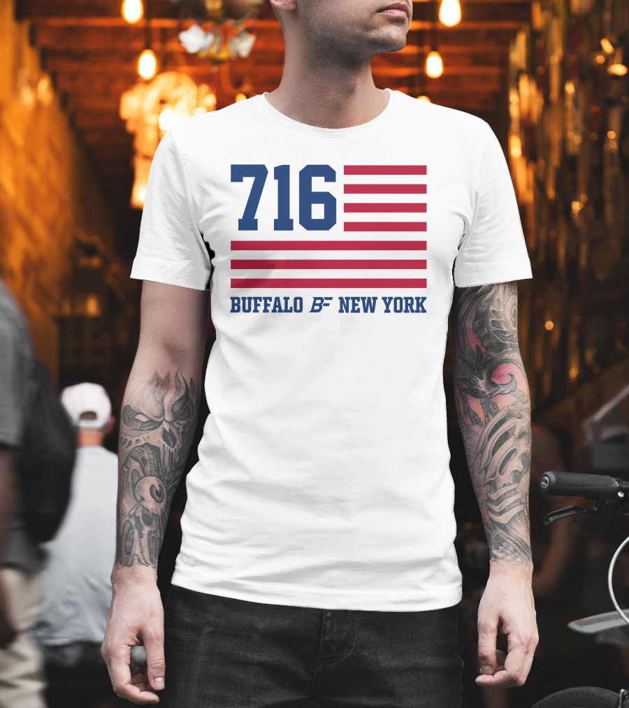 716 Buffalo New York USA Flag T-Shirt