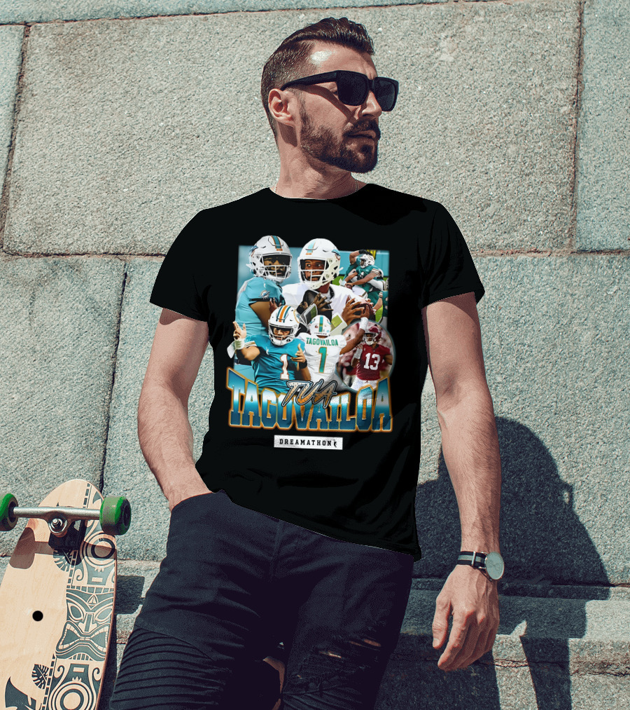 Tua Tagovailoa Dreamathon Quarterback Highlights NFL Football Action T-Shirt